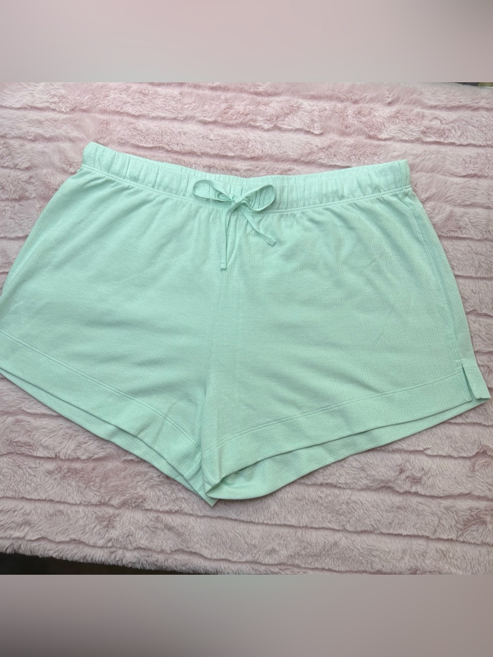 Lake - 100% Pima Cotton Mint Green Drawstring Waist Cozy Lounge Shorts - Size L